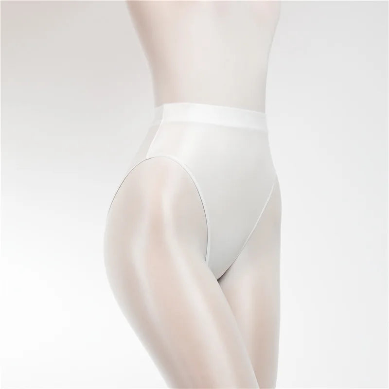 Sexy Shiny High Waist G-string Sheer See Through Sexy Brief Candy Color T-Back Oil Thong UnderWear Satin Glossy Femme Tight