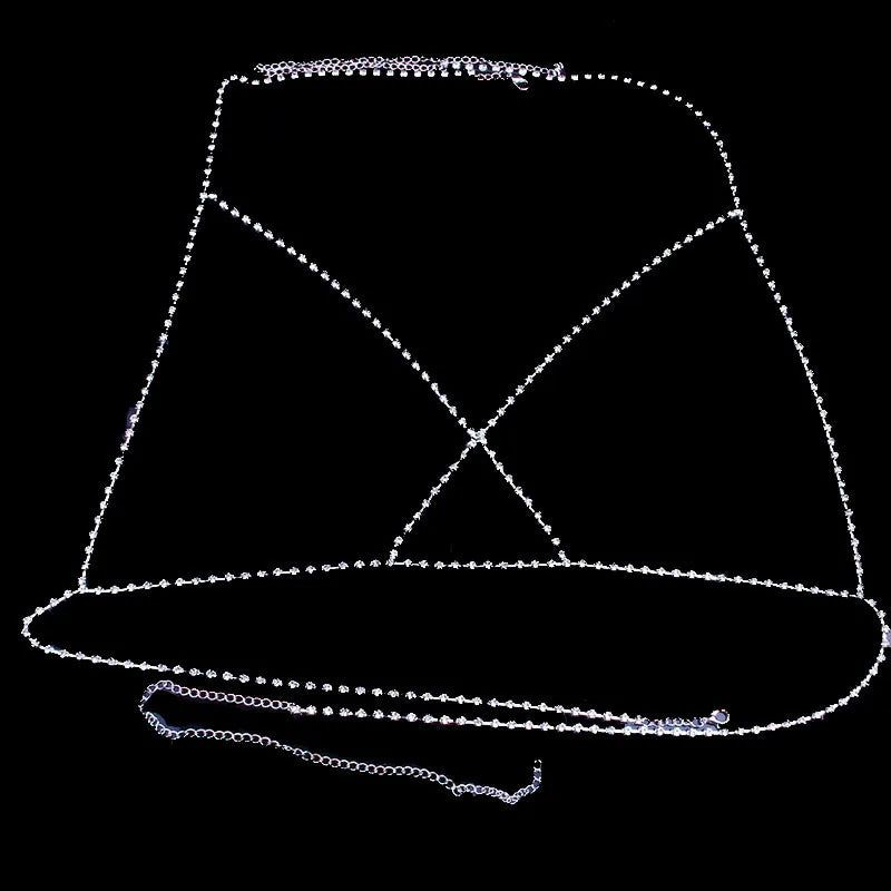 Cross-Front Crystal Body Chain