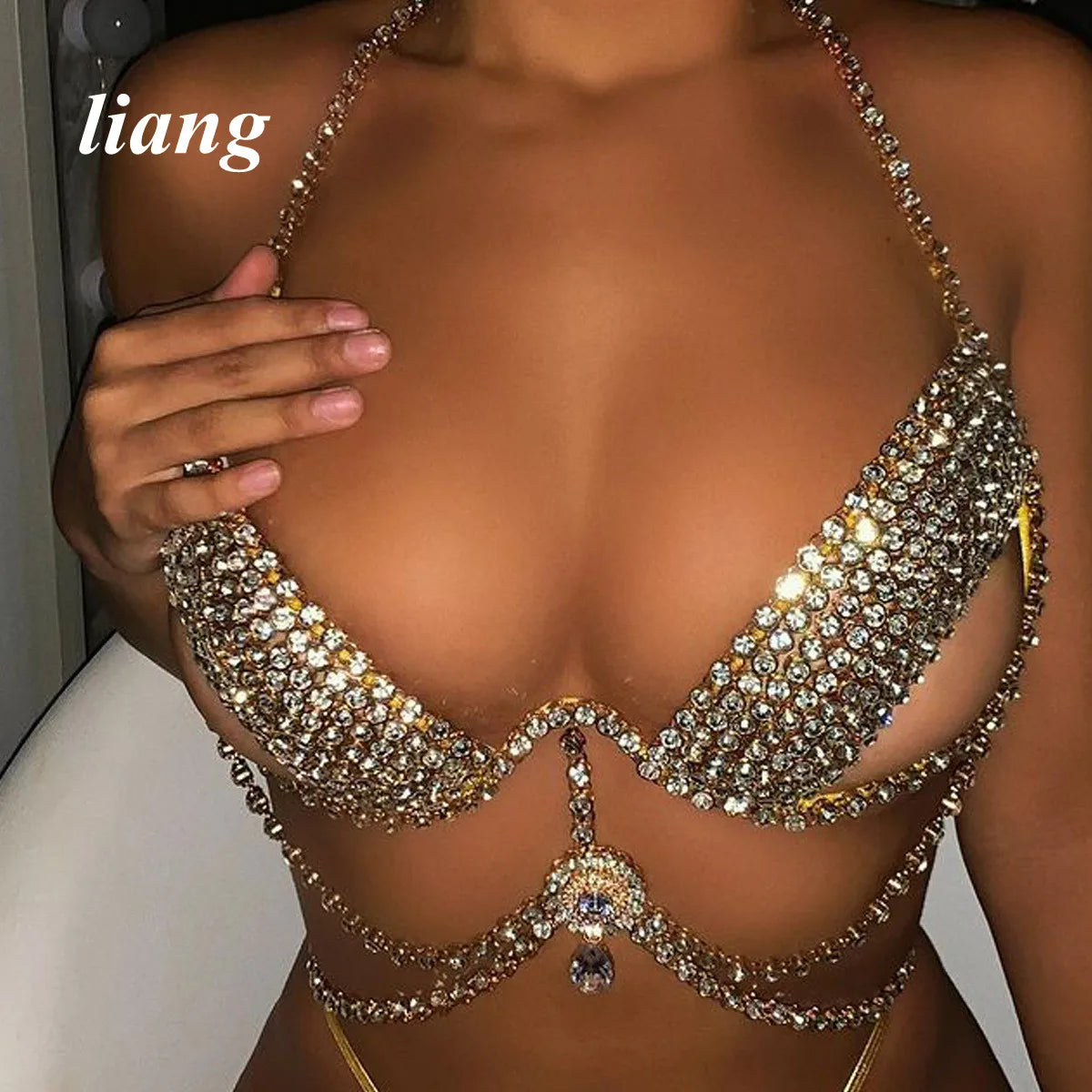 Adjustable Rhinestone Chest Body Chain