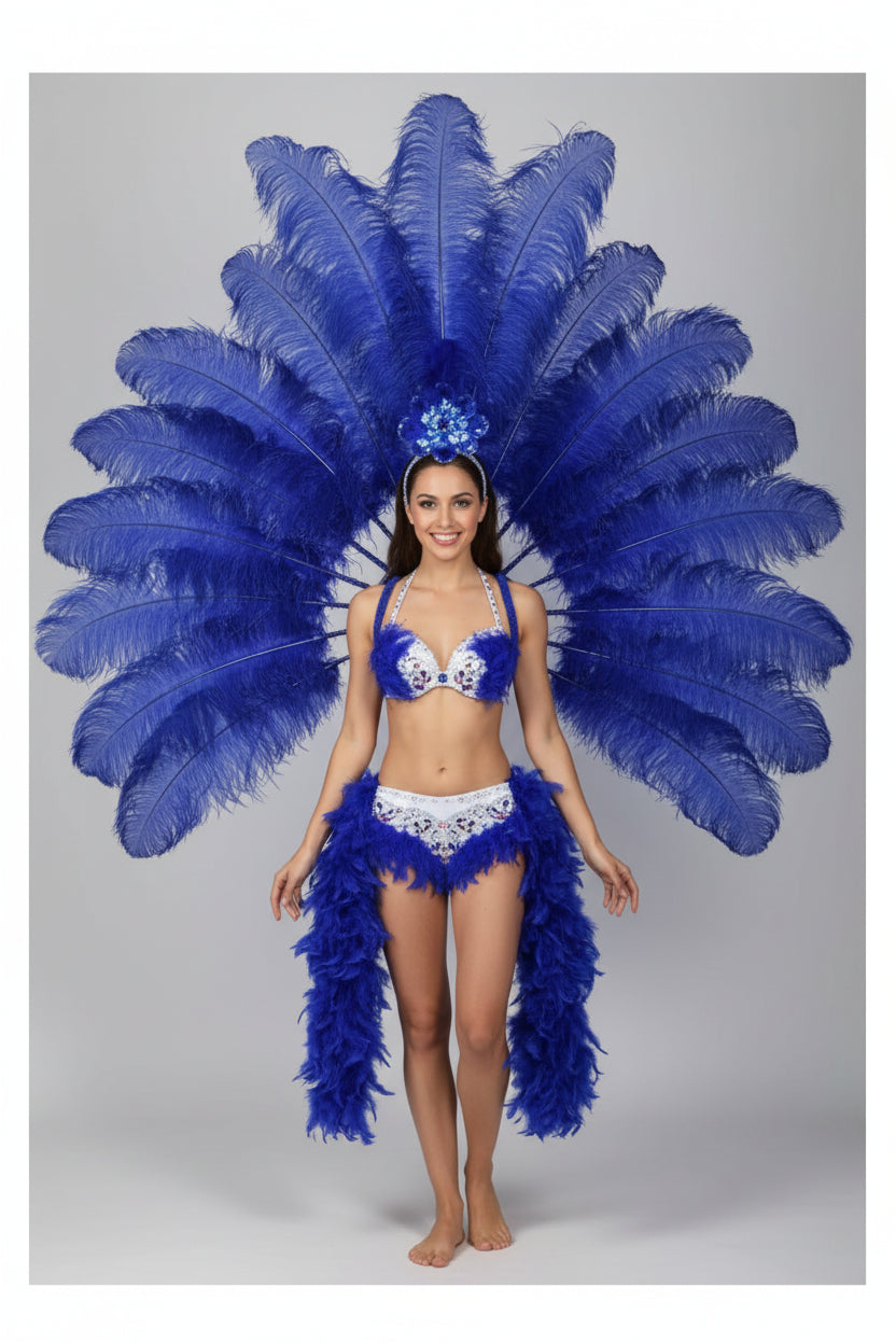 Deluxe Feather Flower Backboard Showgirl Performance Set