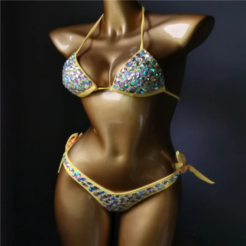 Premium All-Over Rhinestone Glamour Bikini Set – High-Brilliance Crystal Bling Swimwear & Exotic Intimate Set for Beach Clubs & Raves  Product Description