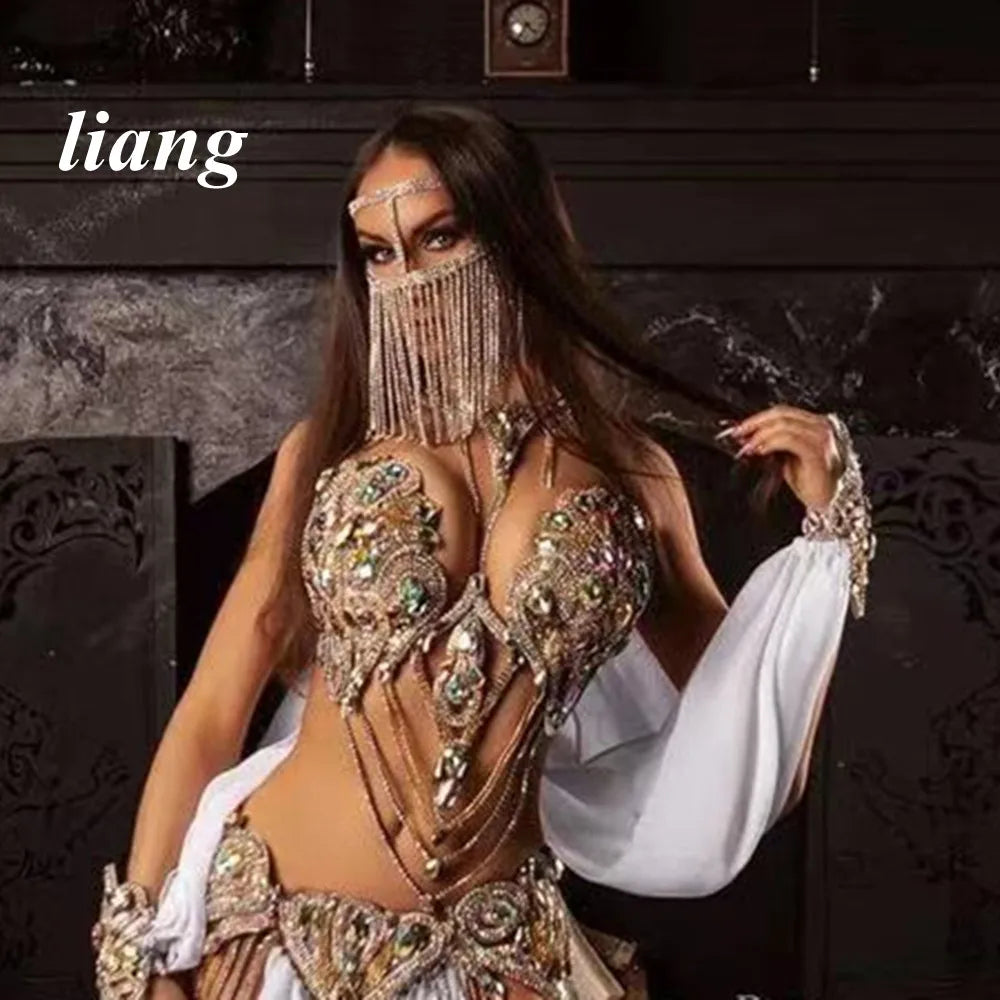 Rhinestone Tassel Stage Mask