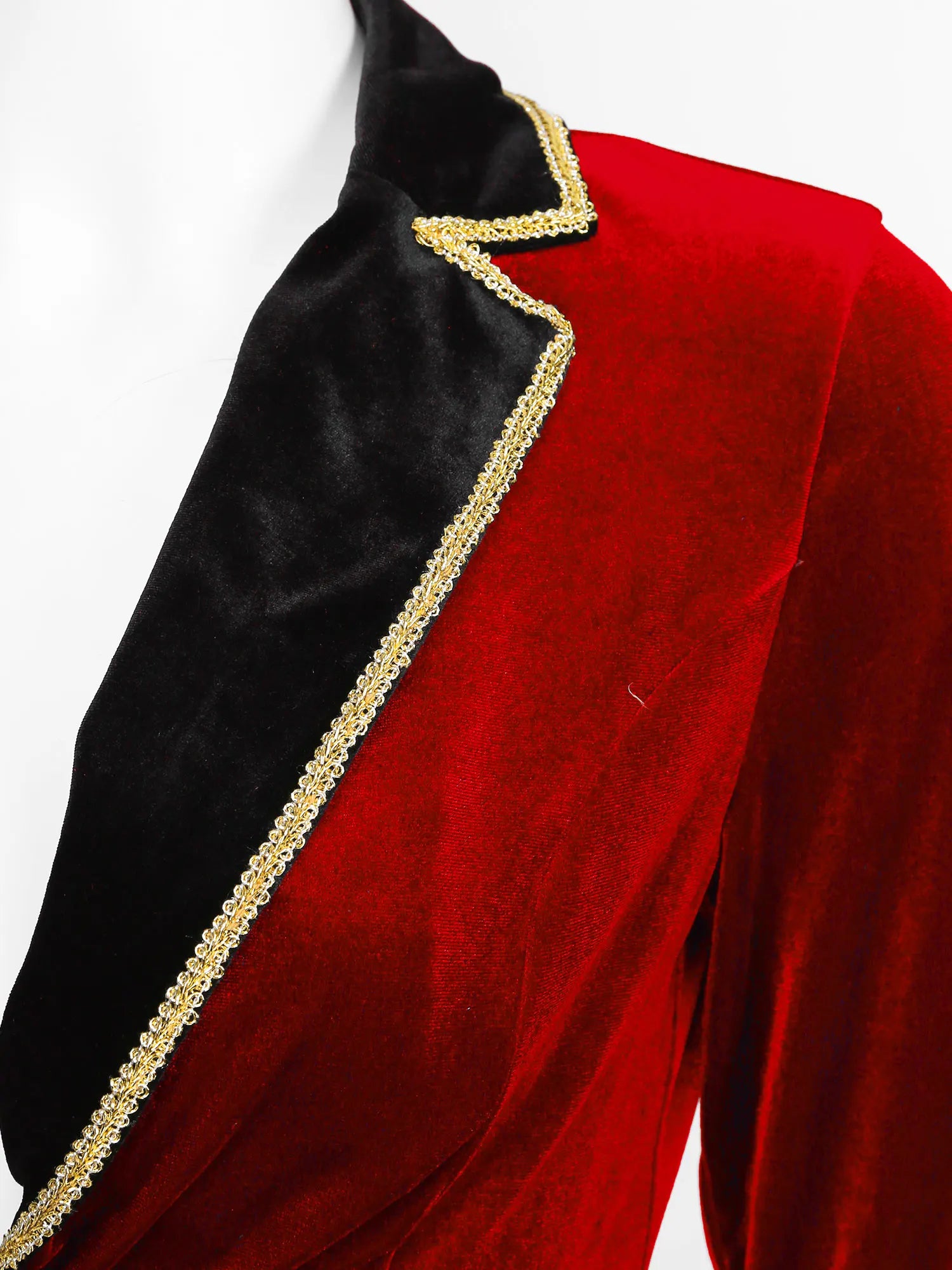 Velvet Circus Ringmaster Gold-Trimmed Swallow-Tail Blazer Coat