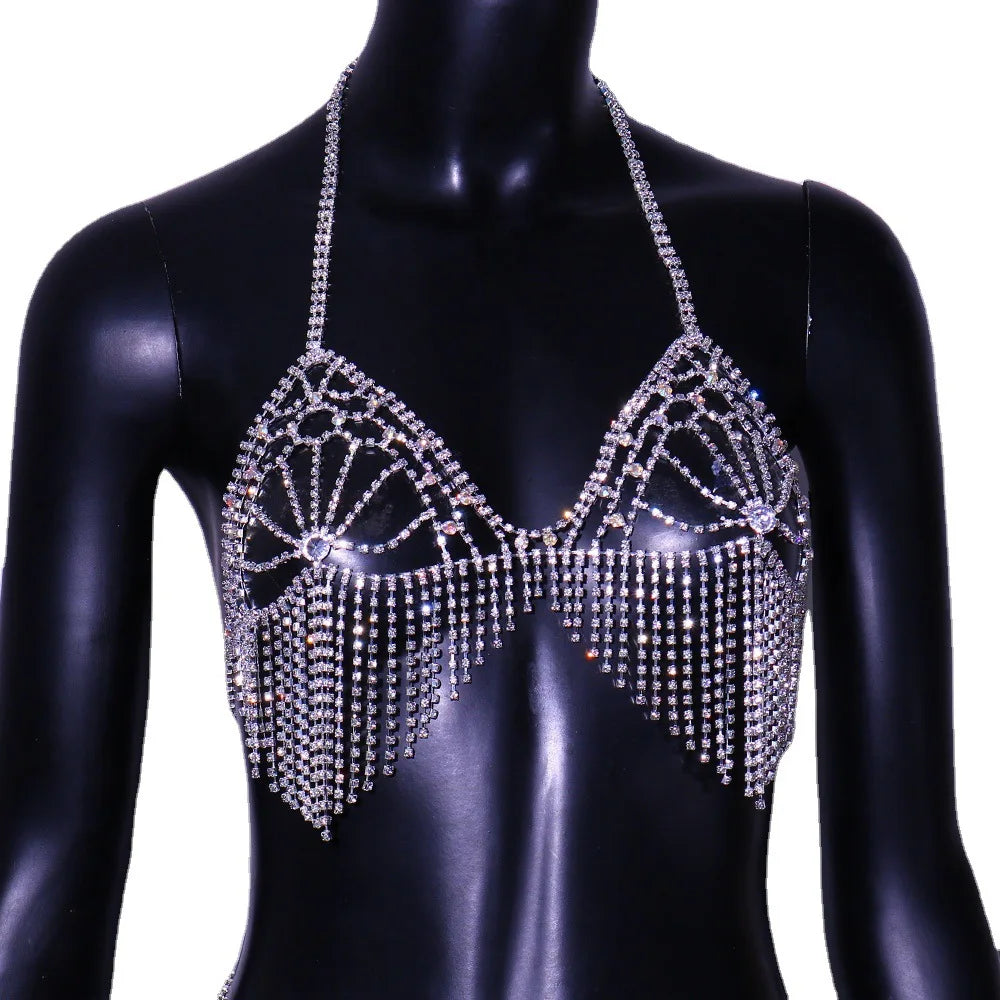 Dazzling Multilayer Crystal Tassel Waist & Bikini Bra Body Chain Jewelry