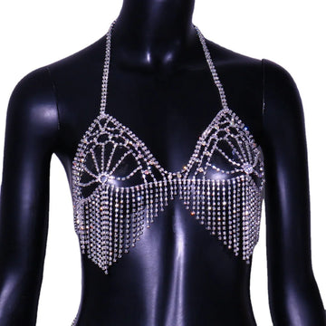 Dazzling Multilayer Crystal Tassel Waist & Bikini Bra Body Chain Jewelry