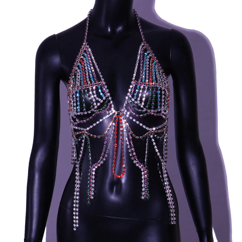 Dazzling Crystal Tassel Chest Chain & Bikini Bra Body Jewelry
