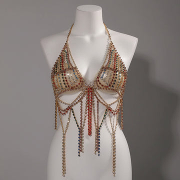 Luxury Crystal Tassel Chest & Waist Chain Bikini Jewelry Set