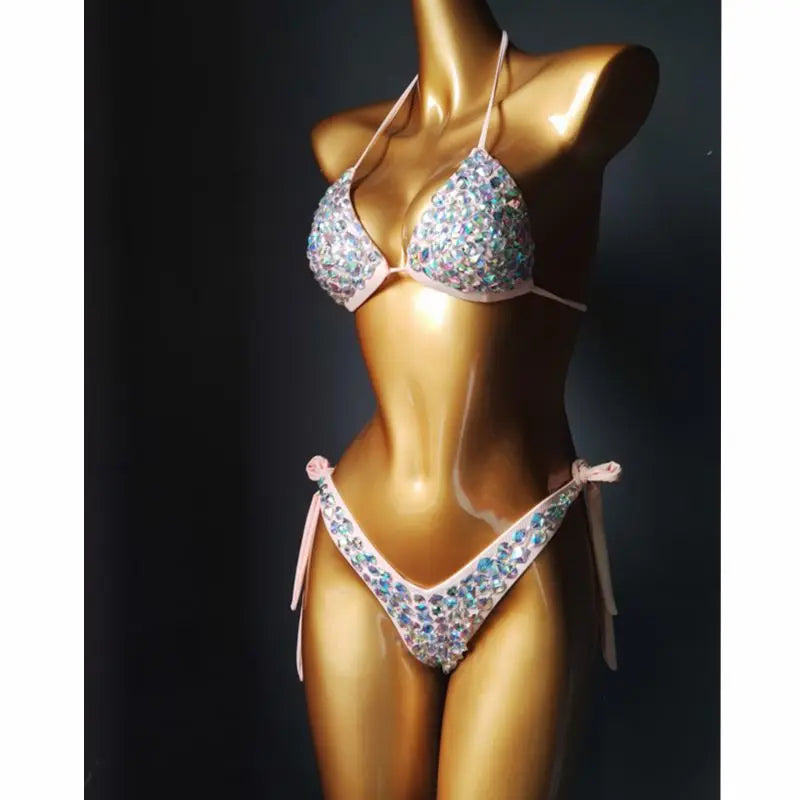 Luxury Rhinestone Heavy Tassel Performance Set – Shimmering Crystal Fringe Bra & Belt Costume for GoGo Dancers & Showgirls