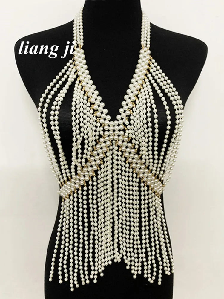 Simulated Pearl Bra Body Chain
