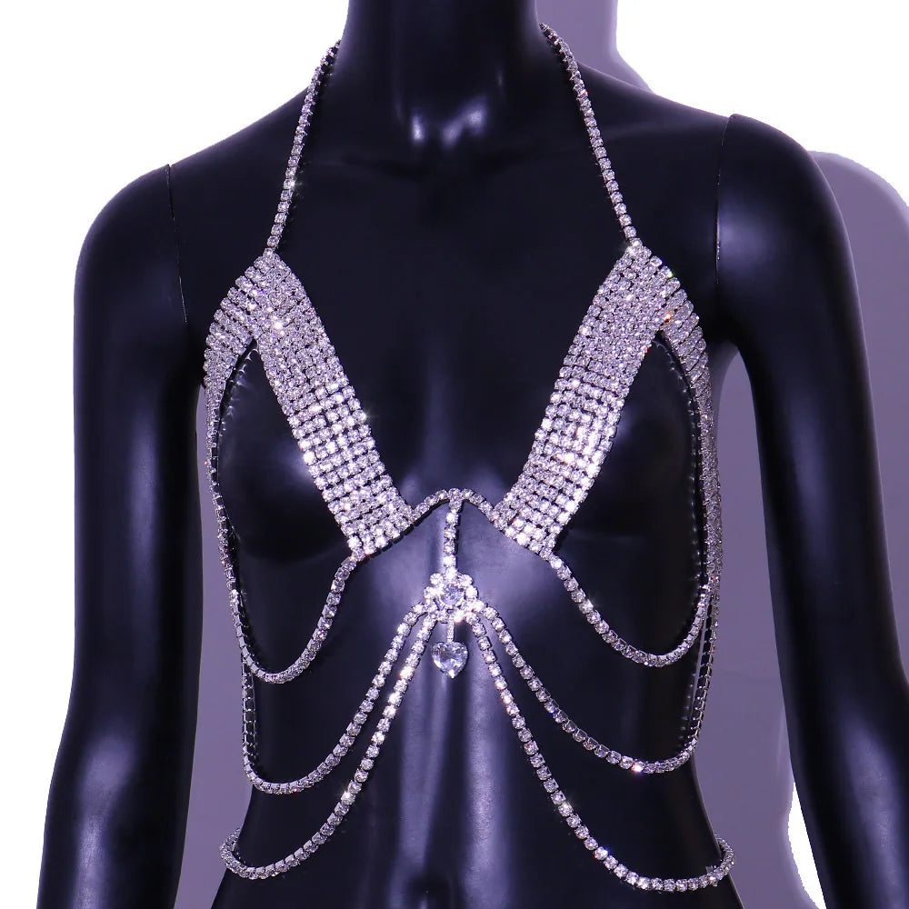 Adjustable Rhinestone Chest Body Chain