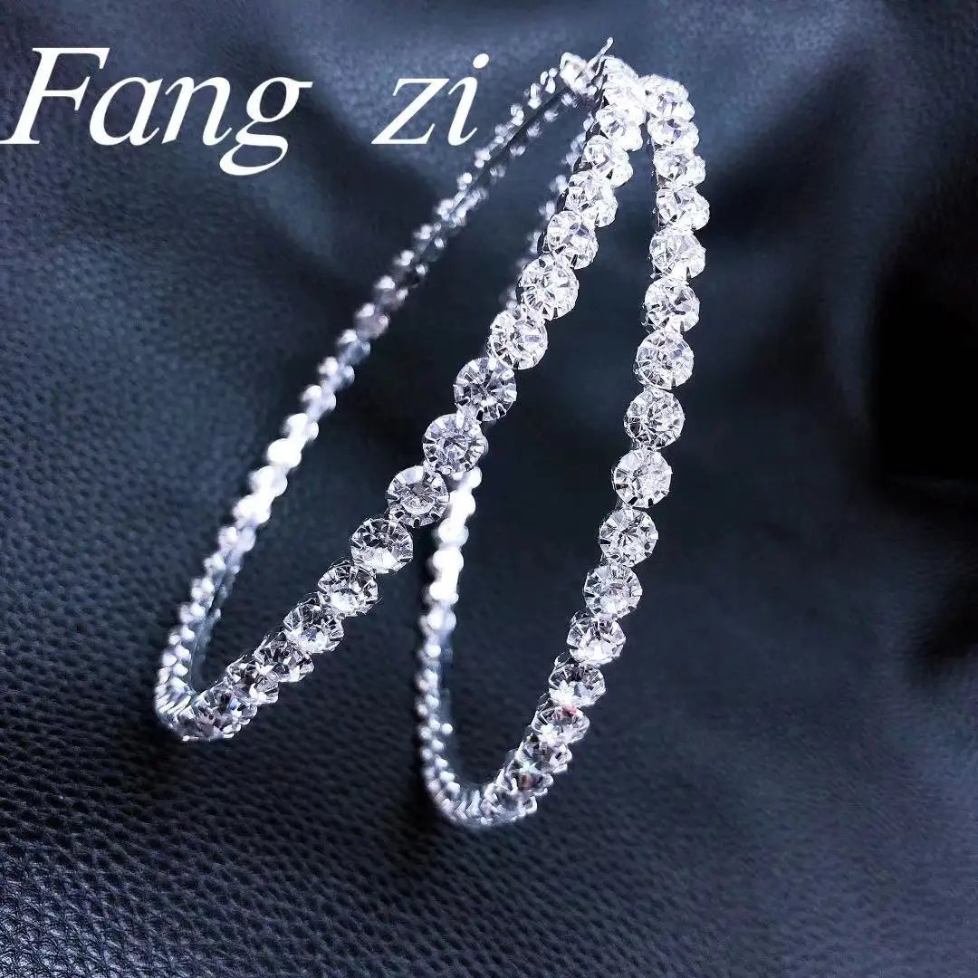 Round Single Row Rhinestone Earrings