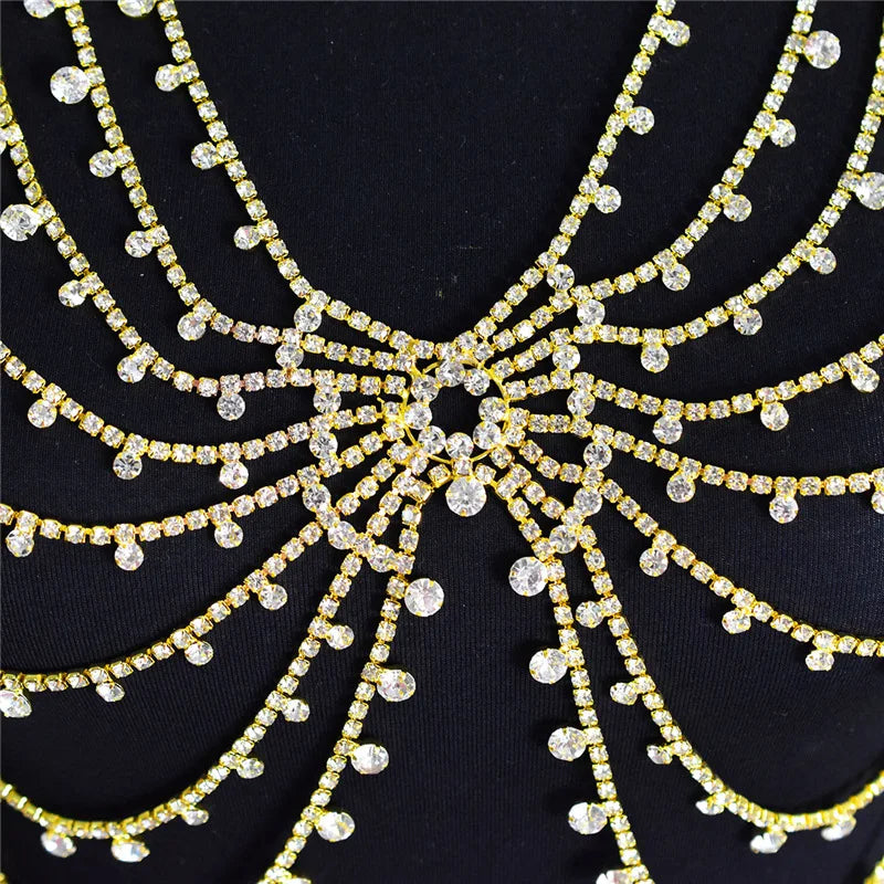 Multilayer Crystal Bra & Thong Body Jewelry