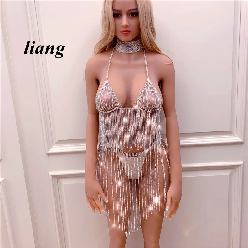 Crystal Tassel Bra & Skirt Body Jewelry
