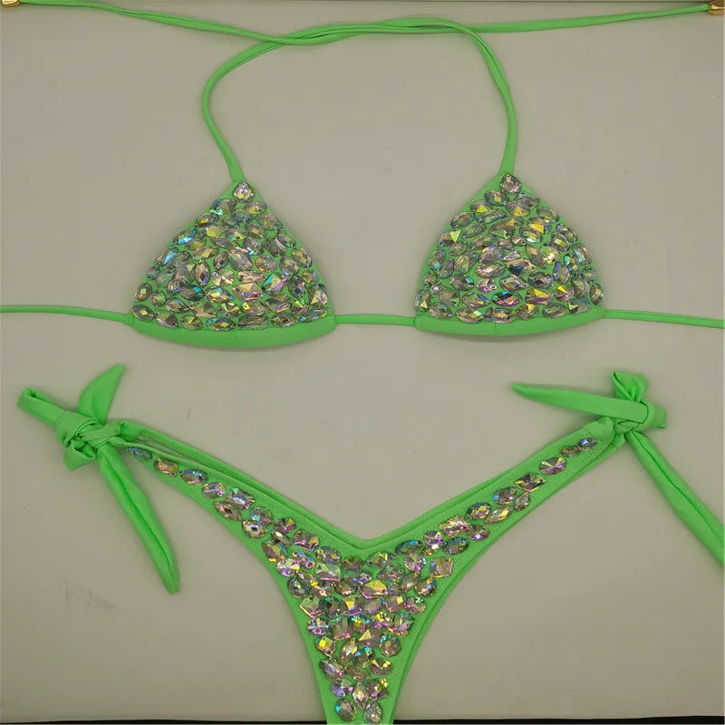 Premium All-Over Rhinestone Glamour Bikini Set – High-Brilliance Crystal Bling Swimwear & Exotic Intimate Set for Beach Clubs & Raves  Product Description