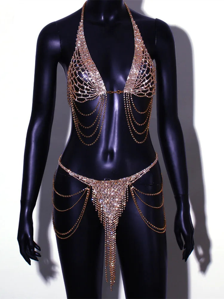Crystal Tassel Bra & Brief Body Jewelry