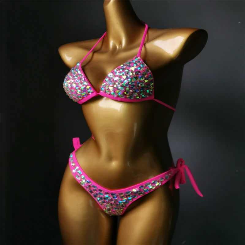 Premium All-Over Rhinestone Glamour Bikini Set – High-Brilliance Crystal Bling Swimwear & Exotic Intimate Set for Beach Clubs & Raves  Product Description