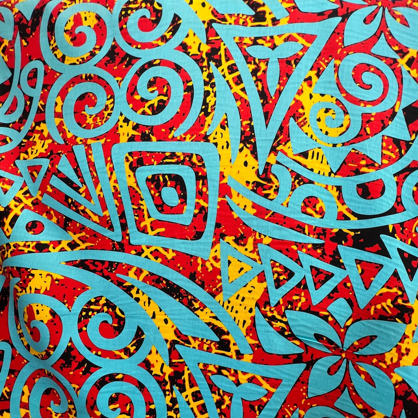 Traditional Polynesian Tribal Neon Tie-Dye Cotton Fabric | Islands Fabric