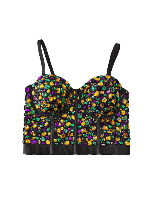 Rhinestone Bustier - Black