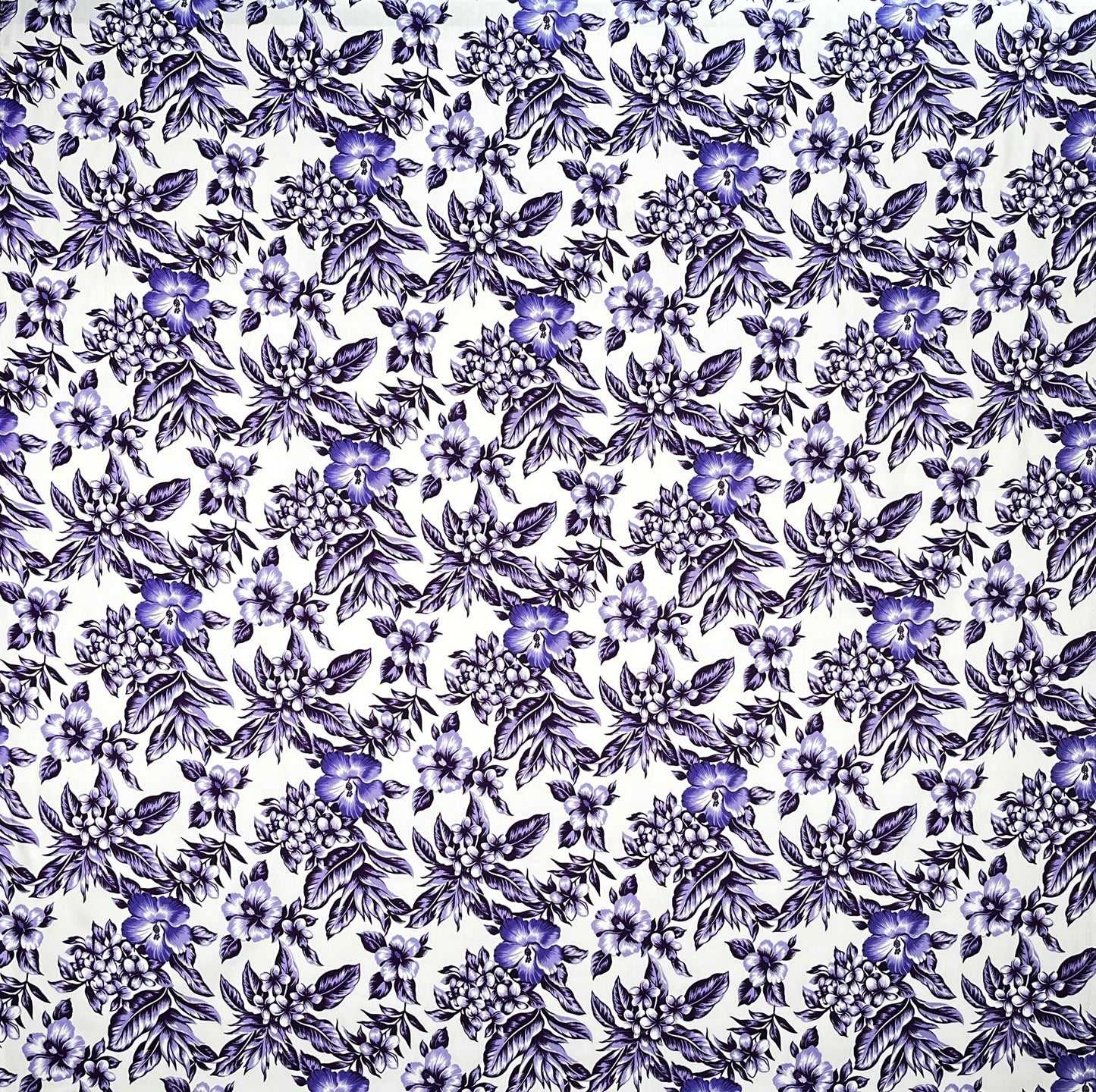 All Over Hibiscus Plumeria Tropical Leaves Rayon Poplin Fabric | Islands Fabric