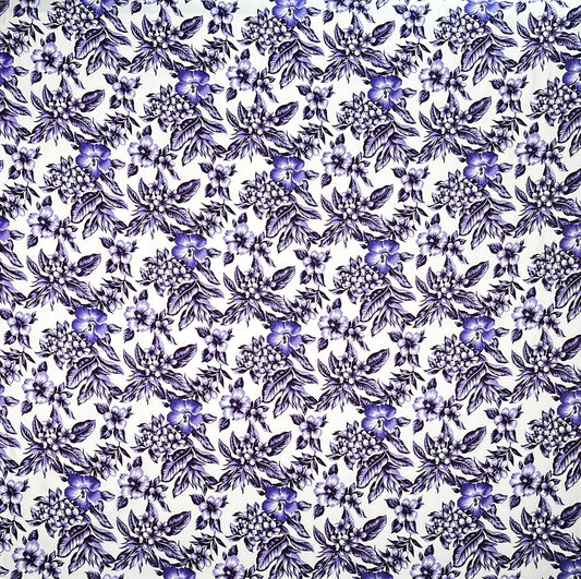 All Over Hibiscus Plumeria Tropical Leaves Rayon Poplin Fabric | Islands Fabric