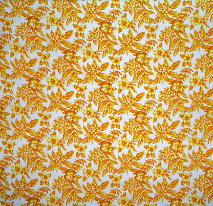 All Over Hibiscus Plumeria Tropical Leaves Rayon Poplin Fabric | Islands Fabric