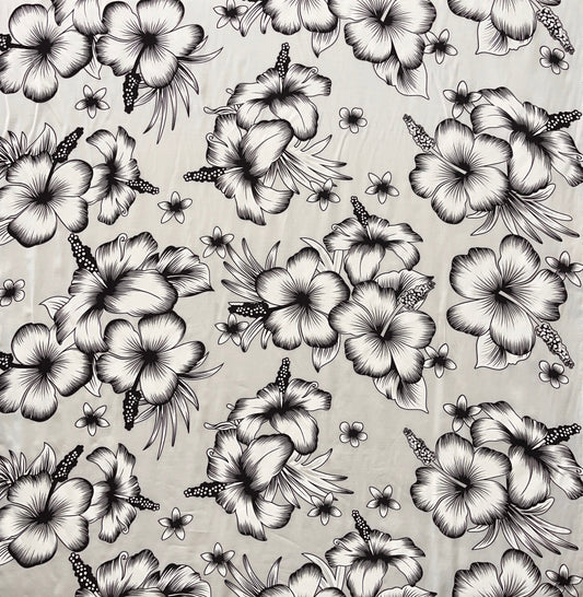 Hibiscus Cluster Rayon Challis Fabric | Islands Fabric