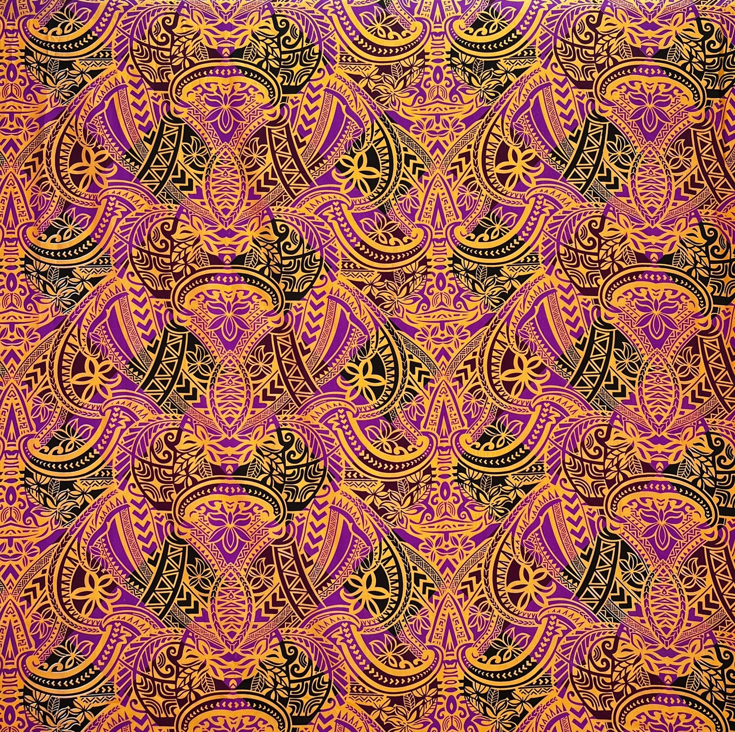 Traditional Polynesian Tattoo All Over design Peachskin Fabric | Islands Fabric