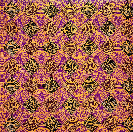 Traditional Polynesian Tattoo All Over design Peachskin Fabric | Islands Fabric