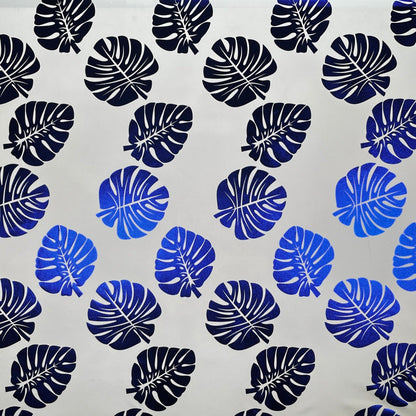 All Over Monstera Leaf Design Polyester Foil Fabric | Islands Fabric