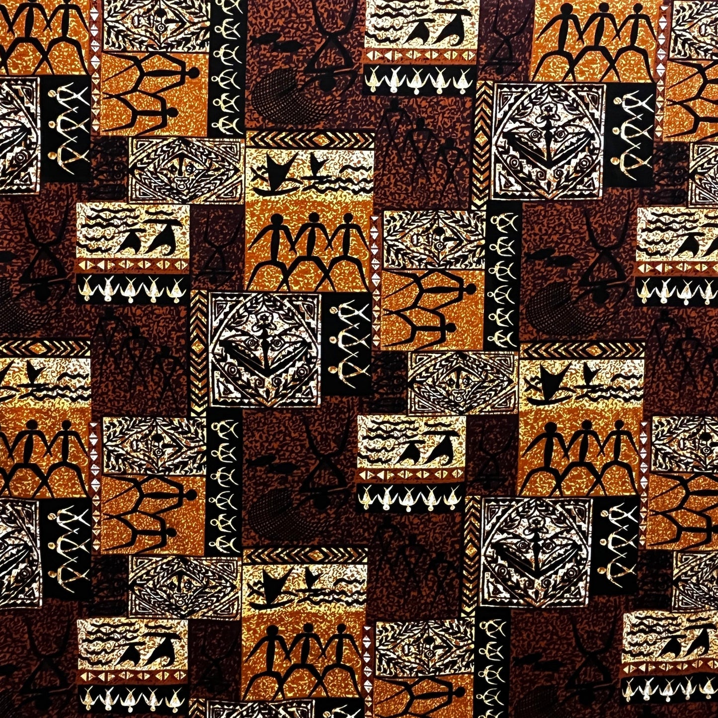 Hawaiian Tapa Petroglyphs Light Barkcloth Fabric | Islands Fabric