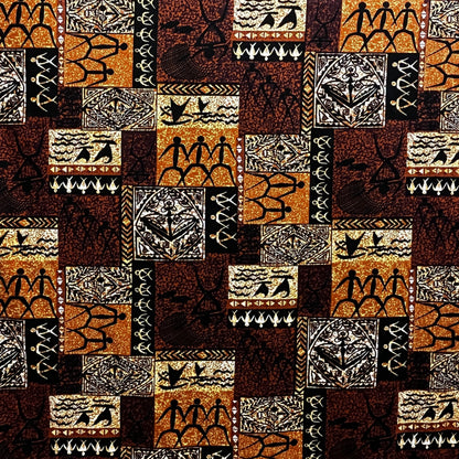 Hawaiian Tapa Petroglyphs Light Barkcloth Fabric | Islands Fabric