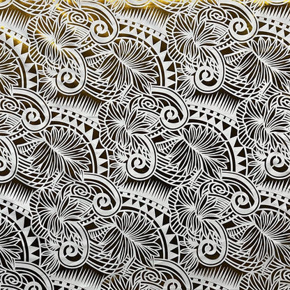 Palm Leaves Traditional Tattoo Polyester Foil | Islands Fabric