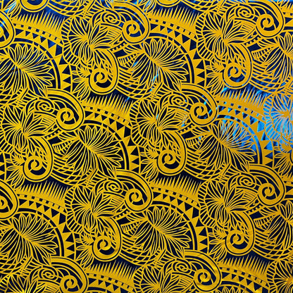 Palm Leaves Traditional Tattoo Polyester Foil | Islands Fabric
