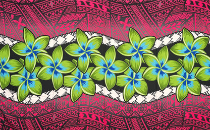 Plumeria Zig Zag Middle Border Sarong | Islands Fabric