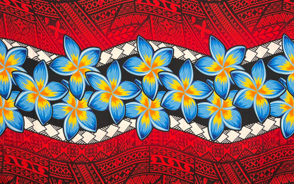 Plumeria Zig Zag Middle Border Sarong | Islands Fabric