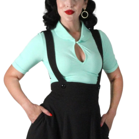 Vintage Style Blouse with Keyhole & Peter Pan Collar