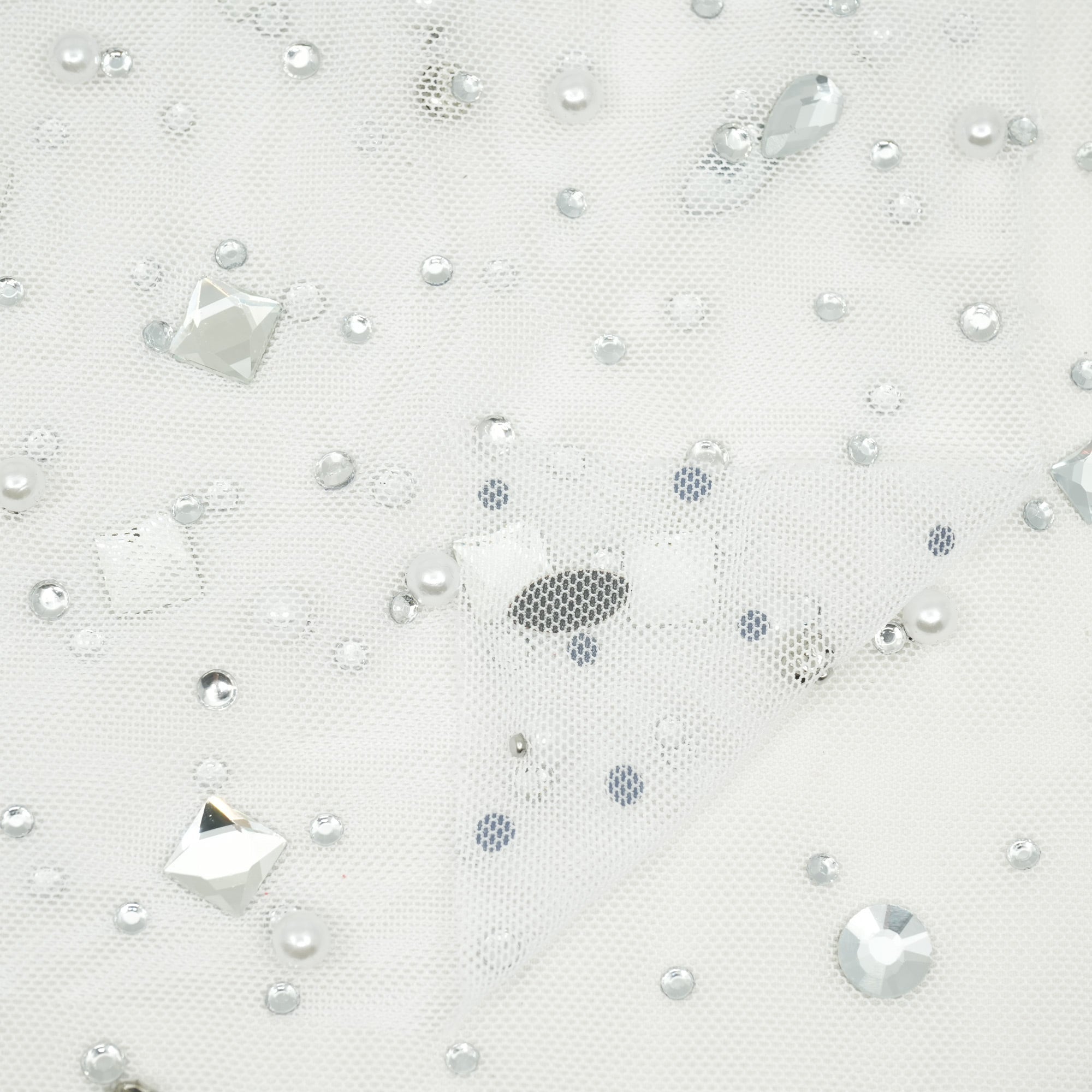 Brilliance Beaded with Rhinestone Stretch Mesh Fabric | Blue Moon Fabrics