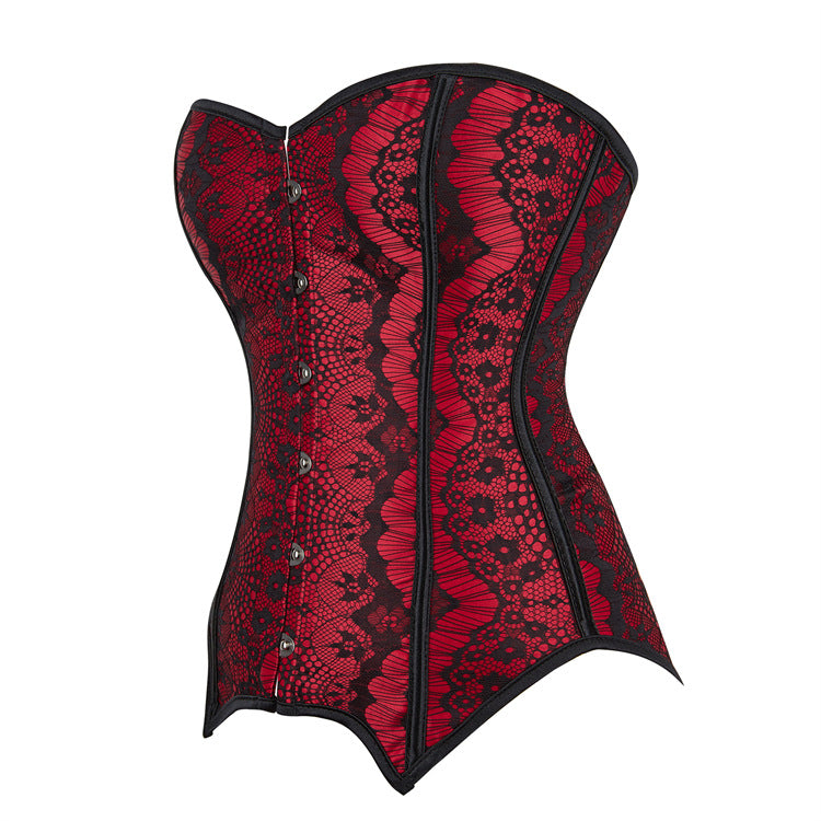 Dark Red Plastic Bones Women Court Waist Slimming Bodybuilding Body Shaping Top