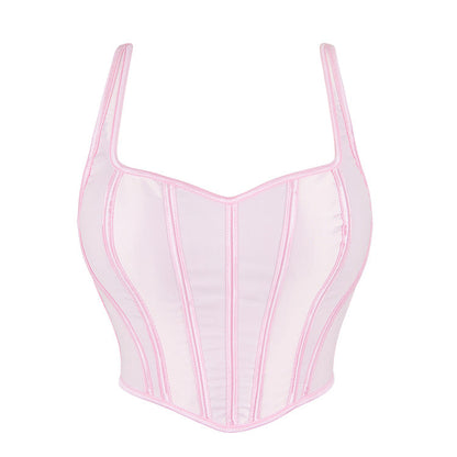 Pink Double Strap Women Tube Top Chest Support Corset Supply