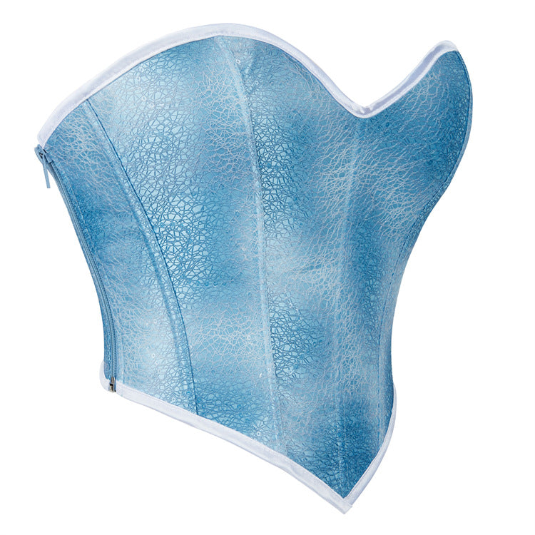 Blue Color Zipper Women Tube Top Body Shaping Top