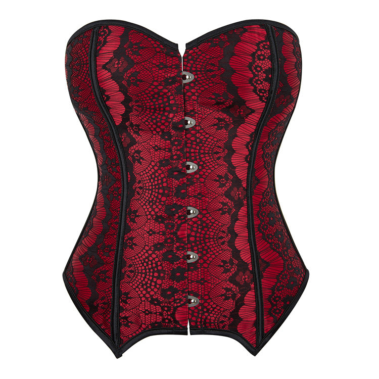 Dark Red Plastic Bones Women Court Waist Slimming Bodybuilding Body Shaping Top