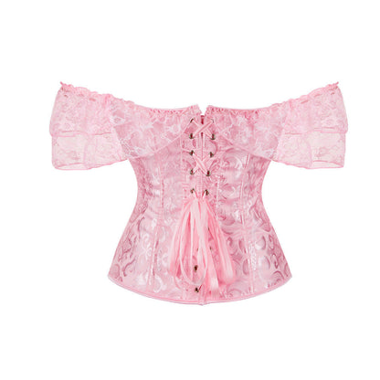 Corset Women off Shoulder Lace Mesh Corset Sexy Stage Performance Club Uniform