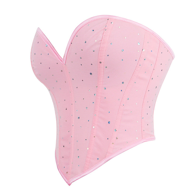 Diamond Embedded Decoration Women Tube Top Sexy Chest Support Body Shaping Top