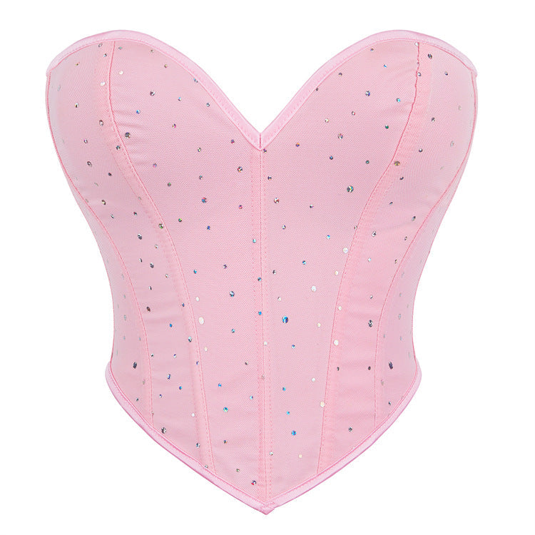 Diamond Embedded Decoration Women Tube Top Sexy Chest Support Body Shaping Top