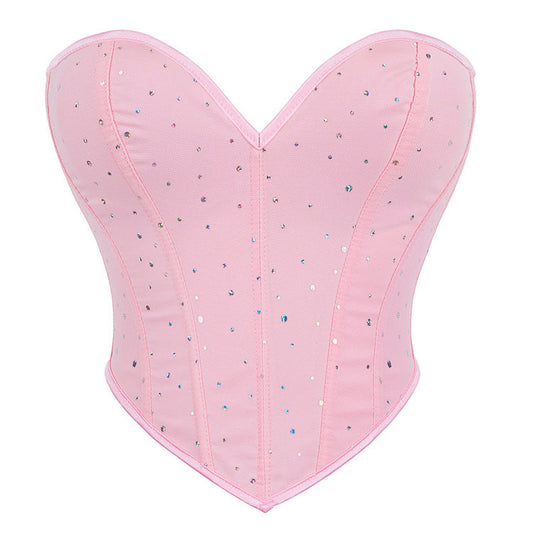 Diamond Embedded Decoration Women Tube Top Sexy Chest Support Body Shaping Top