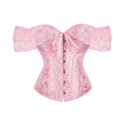 Corset Women off Shoulder Lace Mesh Corset Sexy Stage Performance Club Uniform