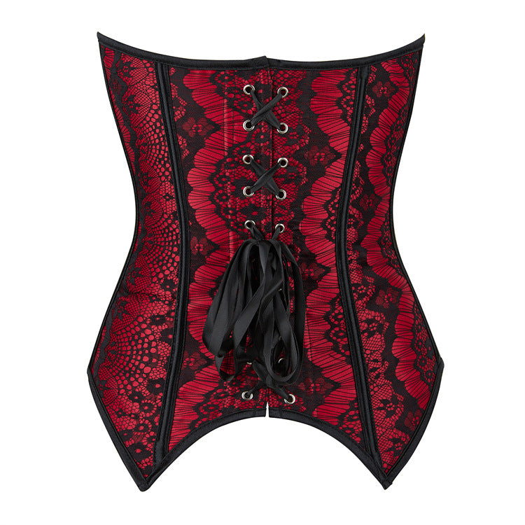 Dark Red Plastic Bones Women Court Waist Slimming Bodybuilding Body Shaping Top