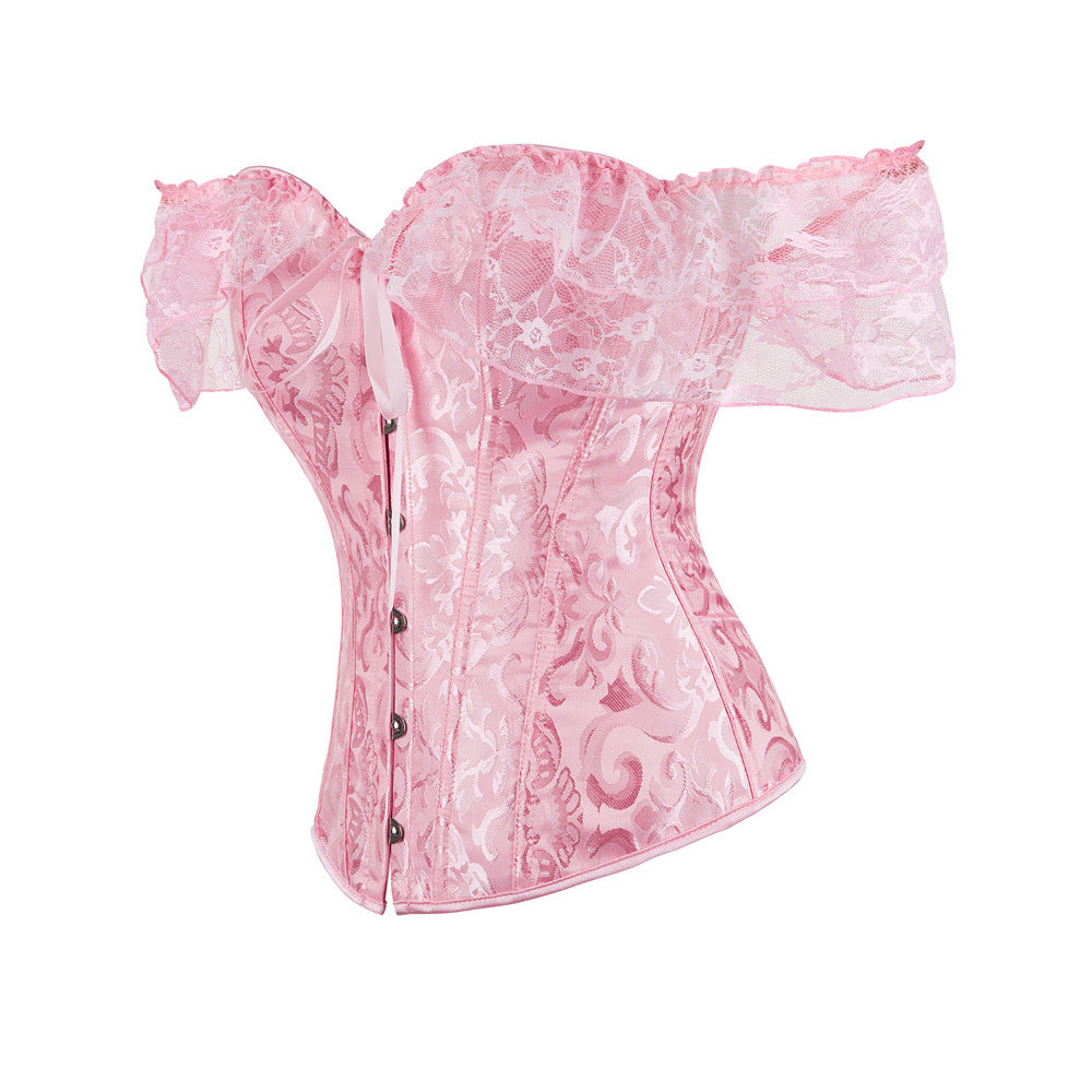 Corset Women off Shoulder Lace Mesh Corset Sexy Stage Performance Club Uniform
