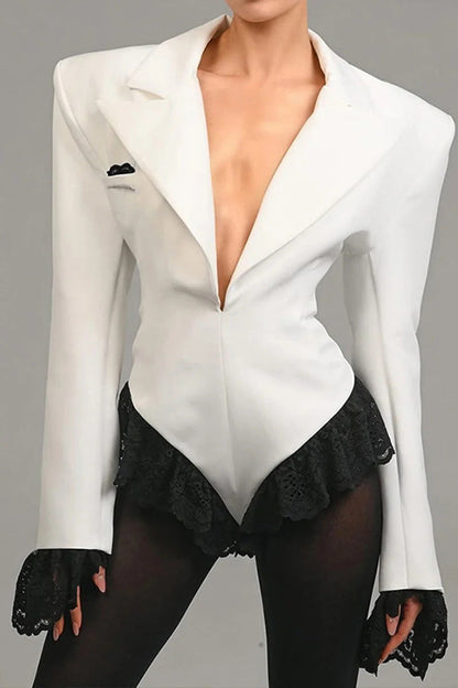 Jumpsuit Autumn Elegant Lace Ruffled Design Tight Sexy Jumpsuit