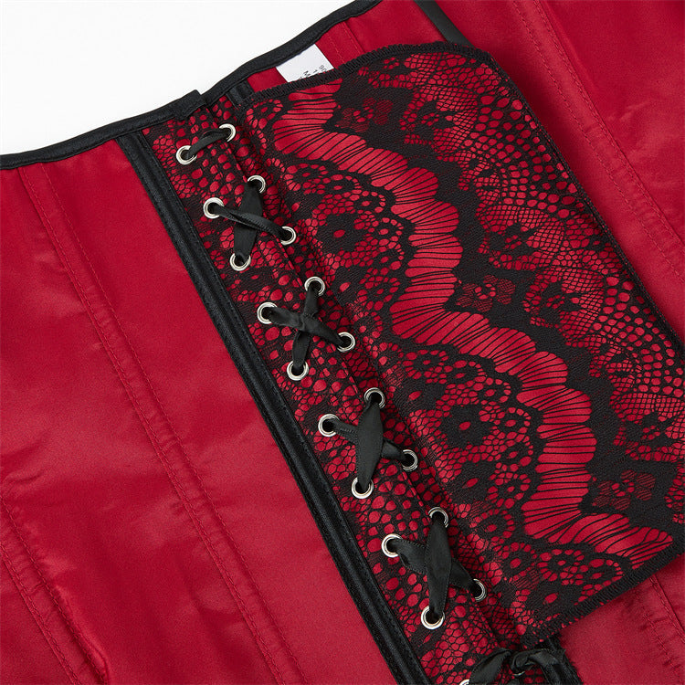 Dark Red Plastic Bones Women Court Waist Slimming Bodybuilding Body Shaping Top